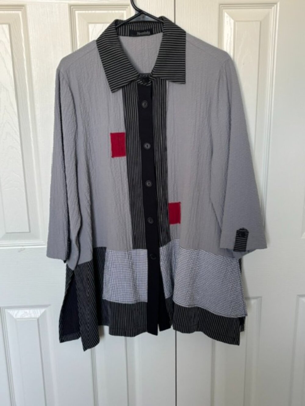 Moonlight - Button Front Patchwork swing blazer